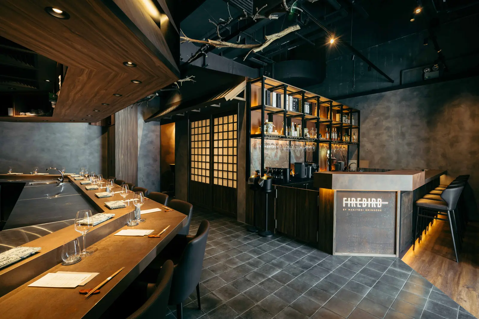 The bar and counter at Firebird