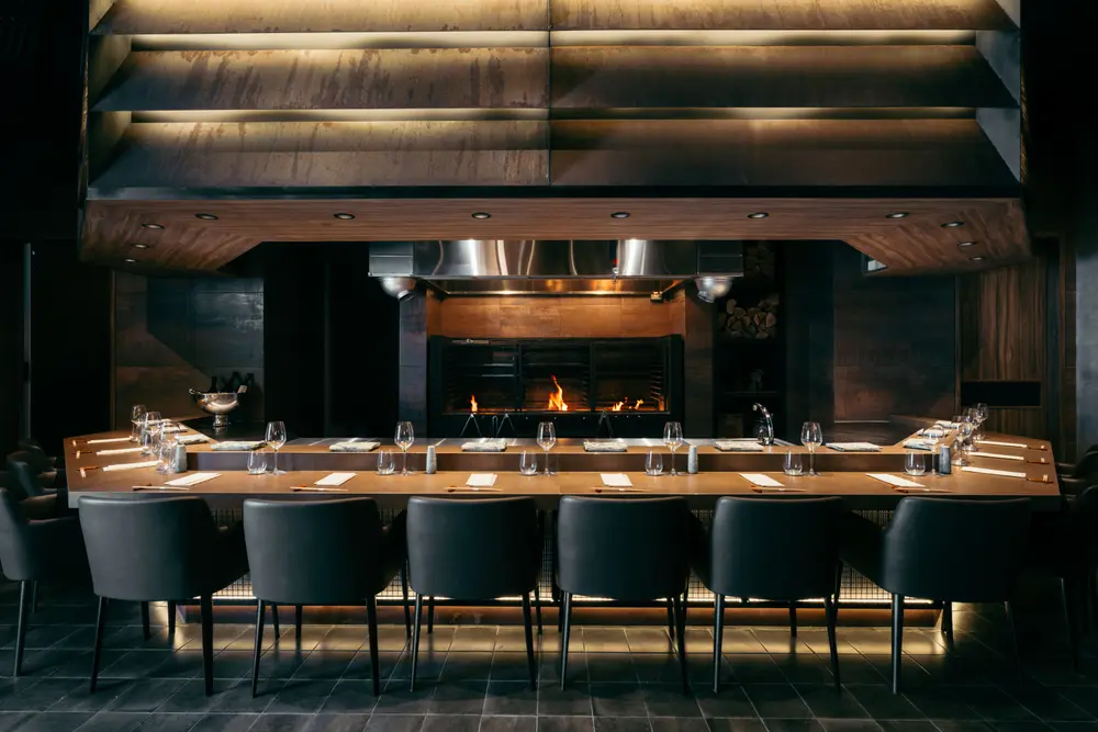 Firebird by Suetomi, the counter and wood fire